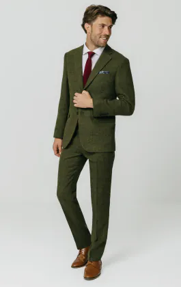 Groen groot geruit tweed kostuum
