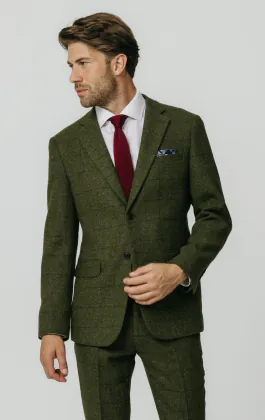 Groen groot geruit tweed kostuum