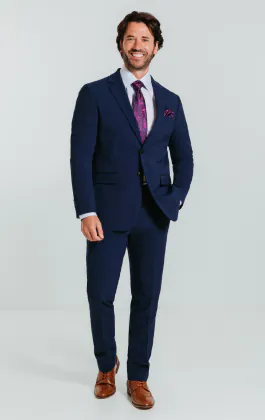 Blauw slim fit kostuum