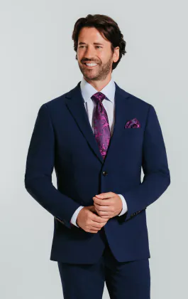 Sakko Herenpak, blauw, gebreid, regular fit, herfst, winter