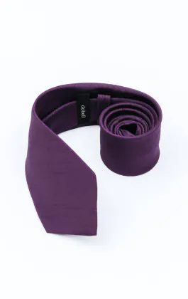 Poly dupion stropdas in donkerpaars