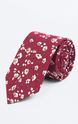 Rood met witte gebloemde stropdas