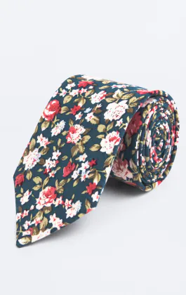 Groene multi bloemen stropdas