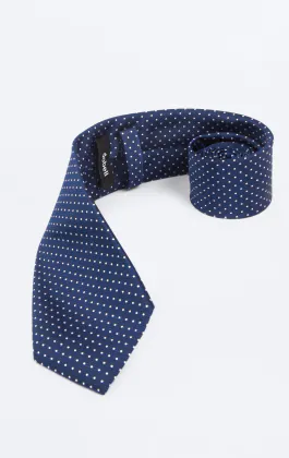 Blauw met witte stippen stropdas