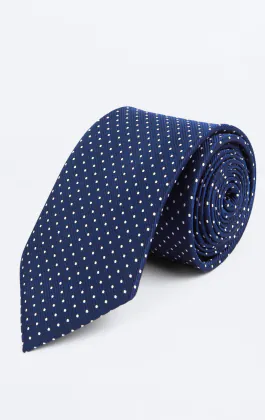 Blauw met witte stippen stropdas