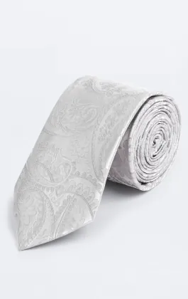 Zilver paisley stropdas