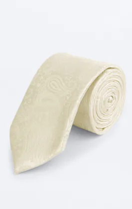 Crèmekleurige paisley stropdas