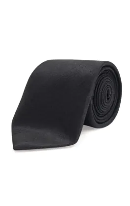 Poly dupion stropdas in zwart