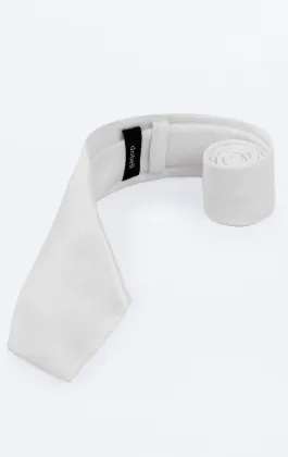 Poly dupion stropdas in wit