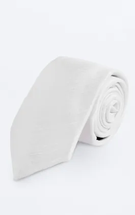 Poly dupion stropdas in wit