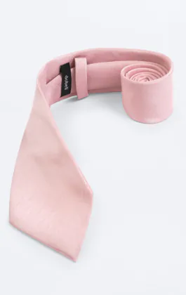 Licht roze stropdas van dupion stof