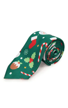 'Santa & Friends' Groene Kerst Stropdas