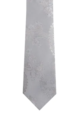 Zilver paisley jongens stropdas
