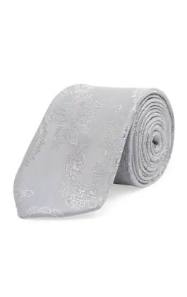 Zilver paisley jongens stropdas