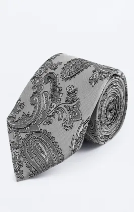 Grijs paisley stropdas