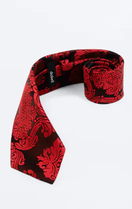 Rood victoriaans jacquard stropdas