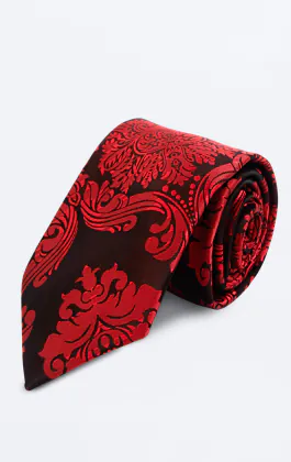Rood victoriaans jacquard stropdas