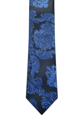 Blauw victoriaans jacquard stropdas