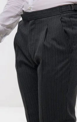 Zwart met Grijs Gestreepte Jacquet Pantalon