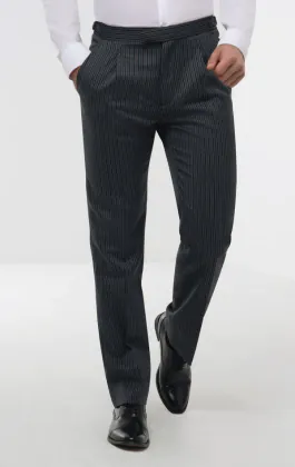 Zwart met Grijs Gestreepte Jacquet Pantalon