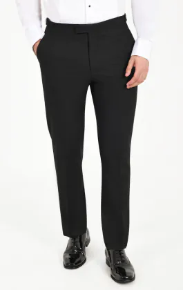 Zwart smoking broek met satijnnen streep