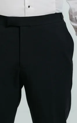 Marineblauwe smoking broek met satijnen streep
