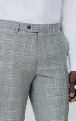 Grijs met bruin geruit broek
