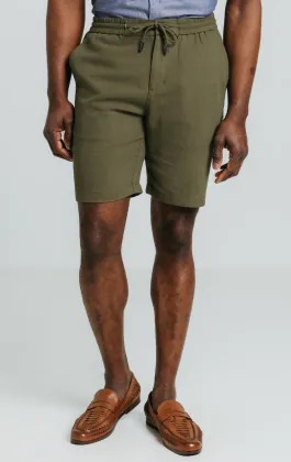 Groene linnen twill korte broek