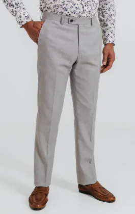 Lichtgrijze linnen broek
