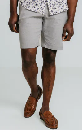Lichtgrijze linnen korte broek