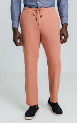 Koraal linnen twill broek