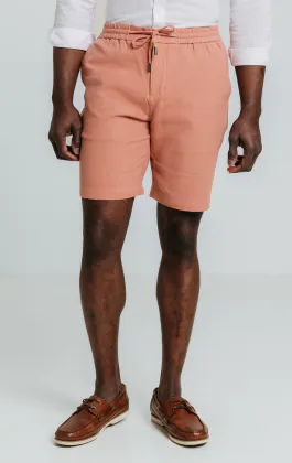 Koraal linnen twill korte broek