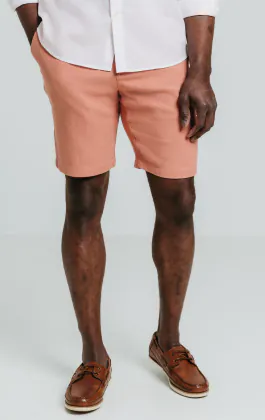 Koraal linnen twill korte broek