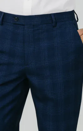 Koningsblauw schaduw geruite broek