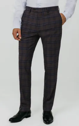 Bordeauxrood met blauw geruite broek