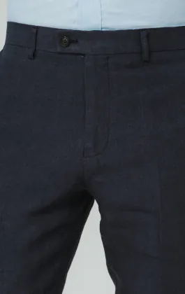 Marineblauw puur linnen broek