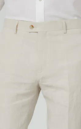 Crèmekleurige puur linnen broek