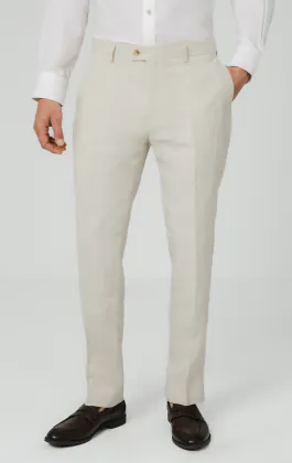 Crèmekleurige puur linnen broek
