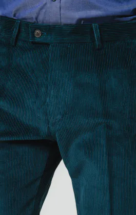 Teal corduroy broek