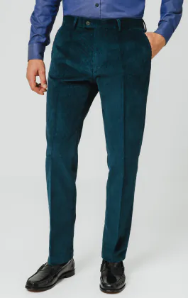 Teal corduroy broek