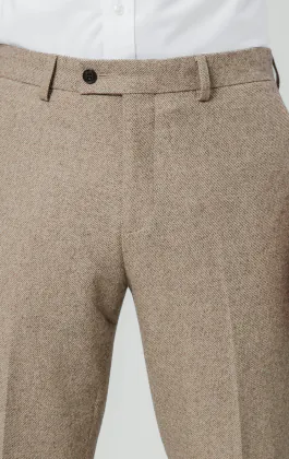 Camel bruin twill tweed broek