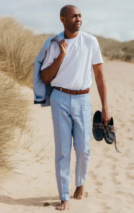Licht blauw linnen pantalon
