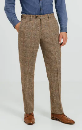 Harris Tweed bruin groot geruit pantalon