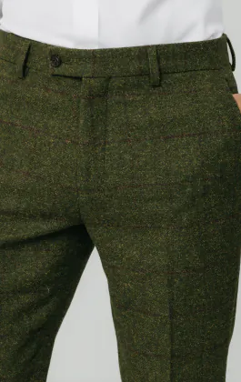 Groen groot geruit tweed pantalon