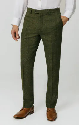 Groen groot geruit tweed pantalon