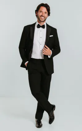 Zwart slim fit smoking met revers kraag