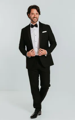 Zwart slim fit smoking met sjaal kraag
