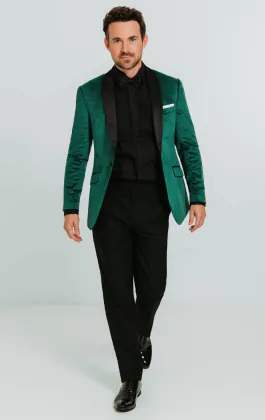 Donker groen slim fit fluwelen smoking