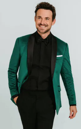Donker groen slim fit fluwelen smoking