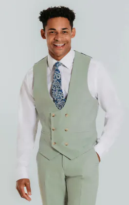 Lichtgroen double breasted gilet